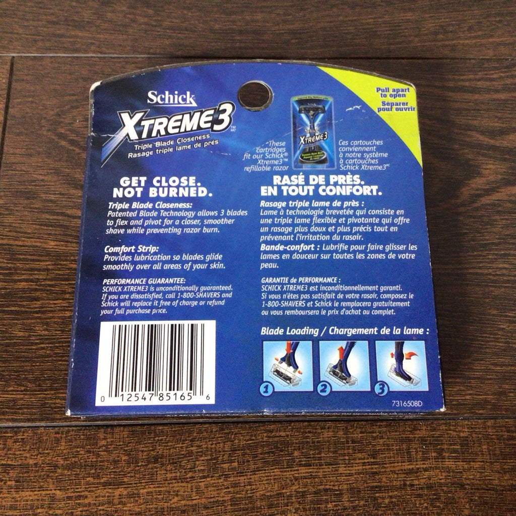 Schick Xtreme 3 Razor Blade Refills - 4 Cartridges, New & Rare HTF