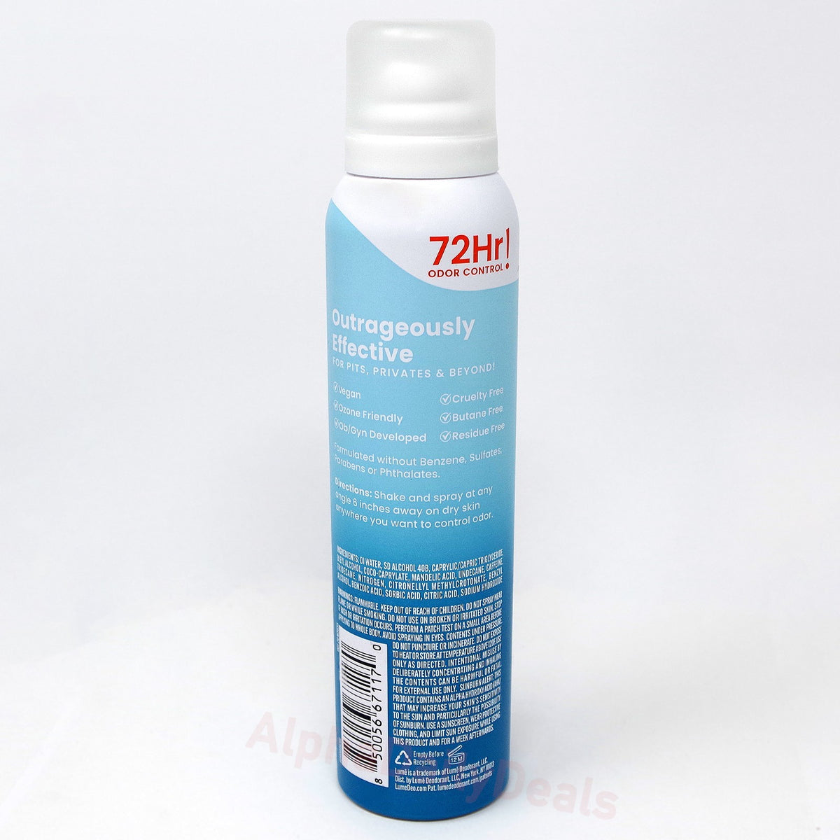 Unscented Whole Body Deodorant Spray - Aluminum Free, 3.6 oz