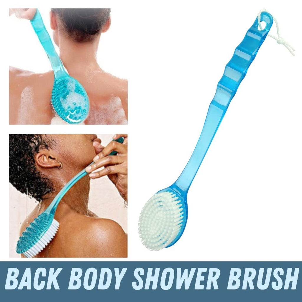 Long Handle Exfoliating Shower Brush for Back, Body & Feet - Spa-Style Body Scrubber