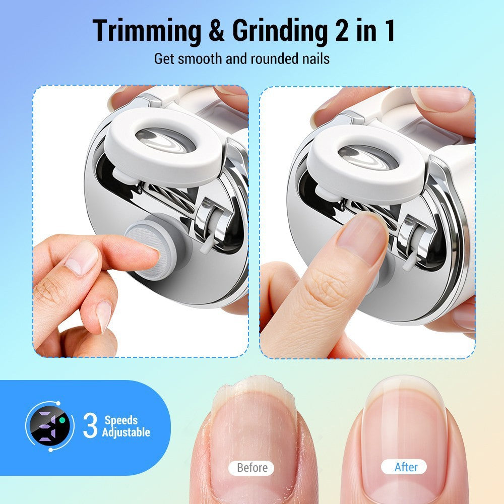 Electric Nail Clipper Set for Seniors and Kids with Magnifier & LED Light