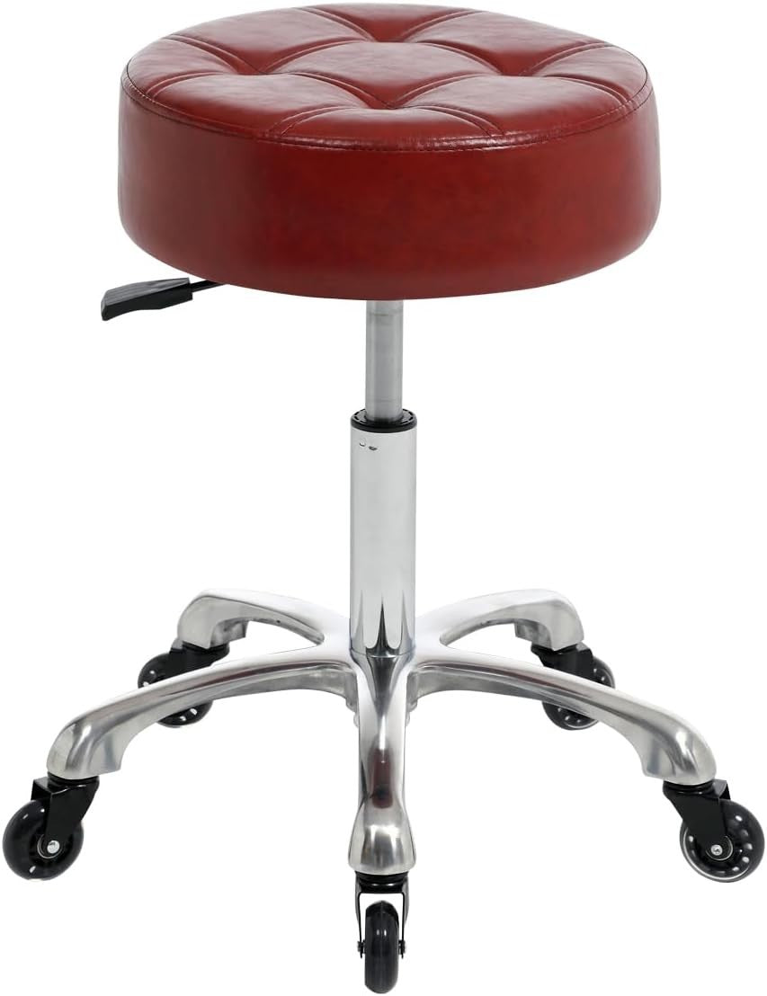 Adjustable Salon & Office Swivel Chair - Red Cinnamon, Heavy-Duty Support