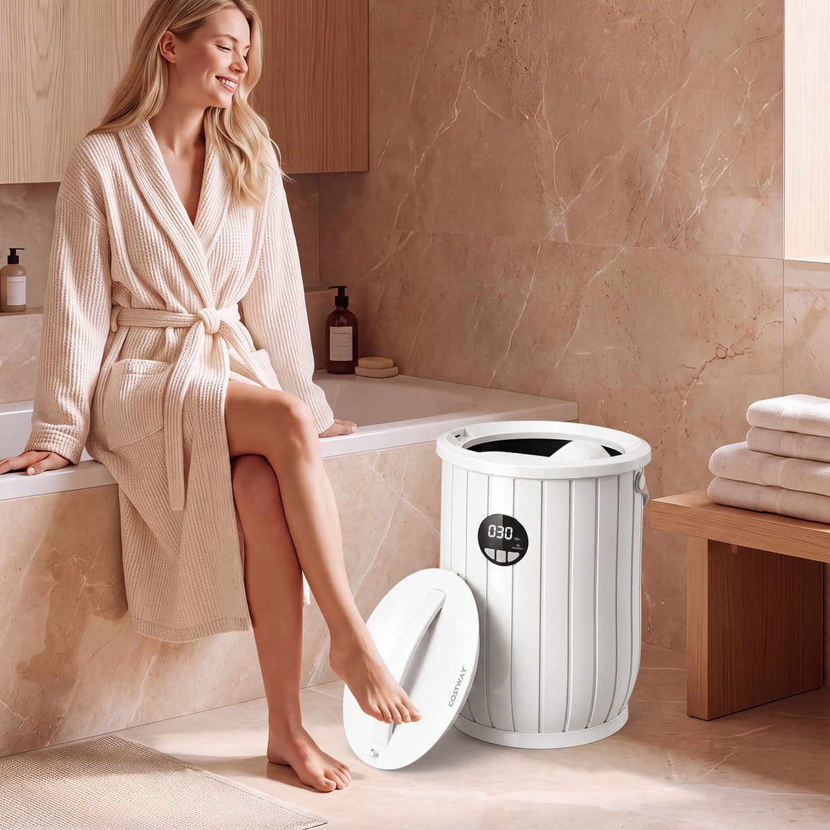 Large Heated Towel Warmer with 4-Heat Timer and 3 Temperature Settings