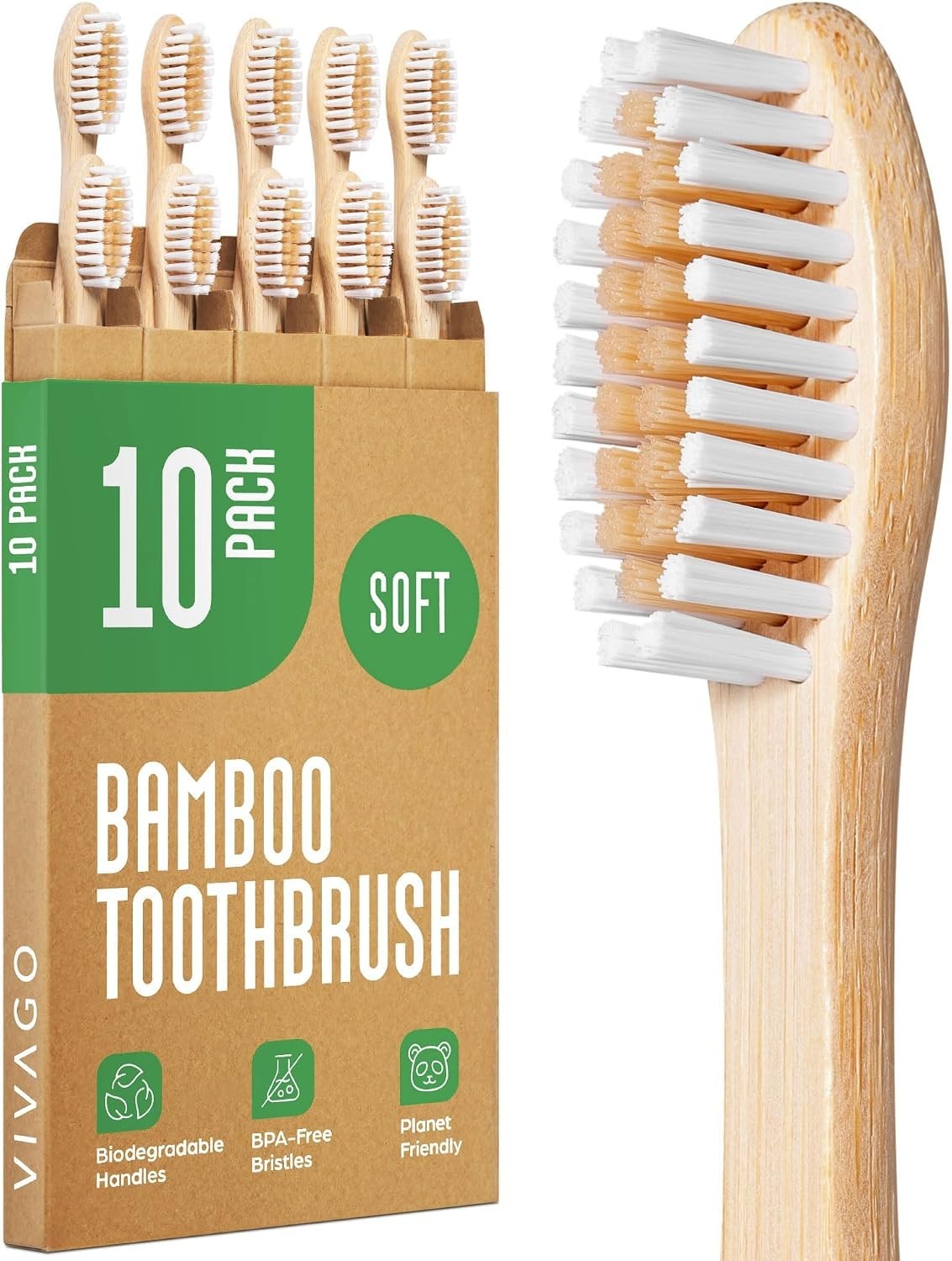 Eco-Friendly Bamboo Toothbrushes Set - Soft BPA-Free Bristles for Family Oral Care