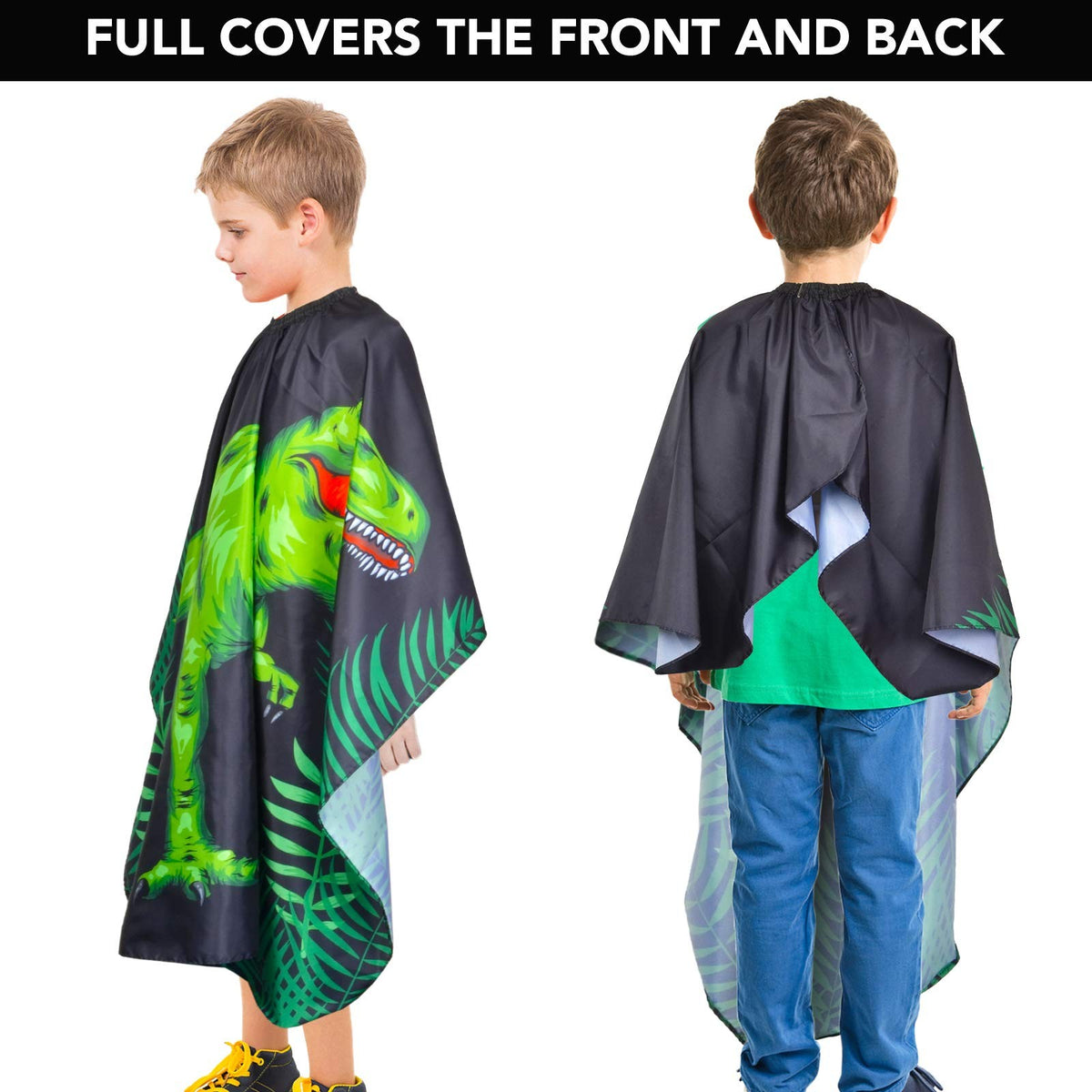 Kids Waterproof Dinosaur Haircut Cape – Adjustable Salon Barber Cover