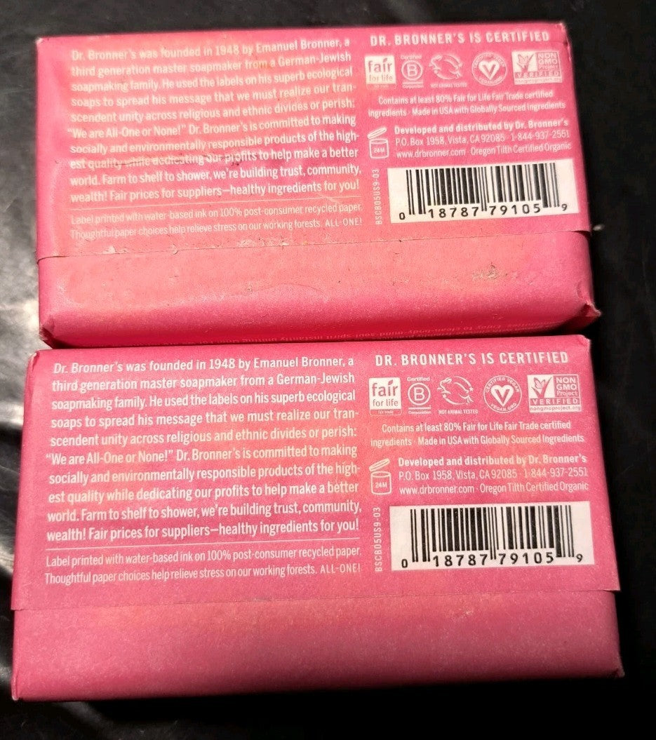 Dr Bronner's Cherry Blossom Magic Bar Soap - Limited Edition Vegan 2 x 5oz