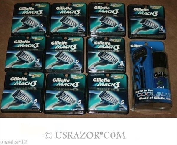 52 Gillette Mach 3 Razor Blade Cartridges Refills for Power & Manual Shavers
