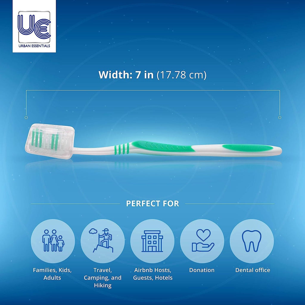 50 Pack Soft Medium Toothbrushes with Protective Covers - Individually Wrapped