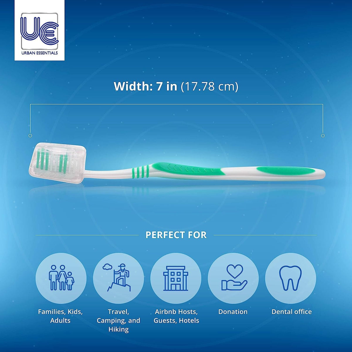 50 Pack Soft Medium Toothbrushes with Protective Covers - Individually Wrapped