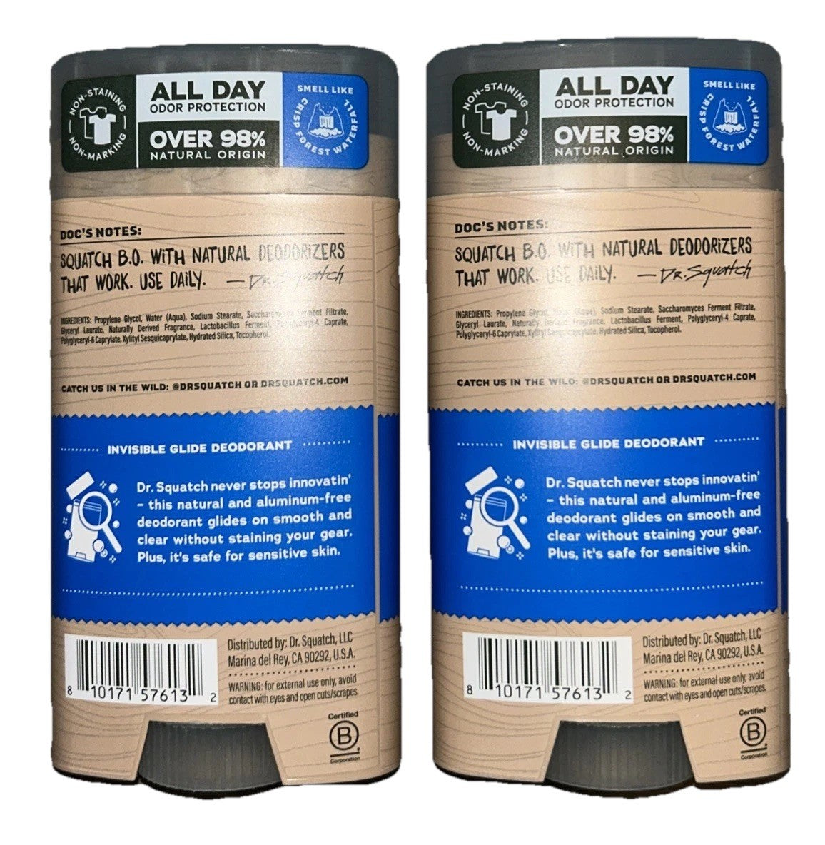 2-Pack Dr. Squatch Fresh Falls Invisible Solid Deodorant - Non-Staining, 2.65oz