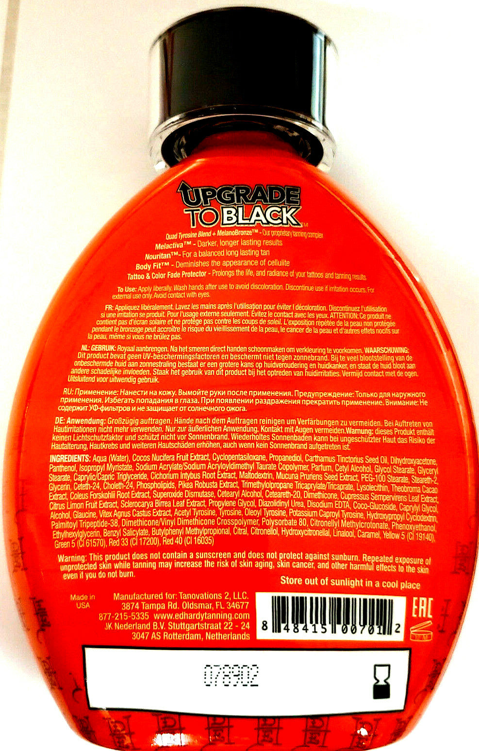 Ed Hardy Black Bronzer Tanning Lotion for Indoor & Outdoor Use - Skin Firming & Fast Darkening