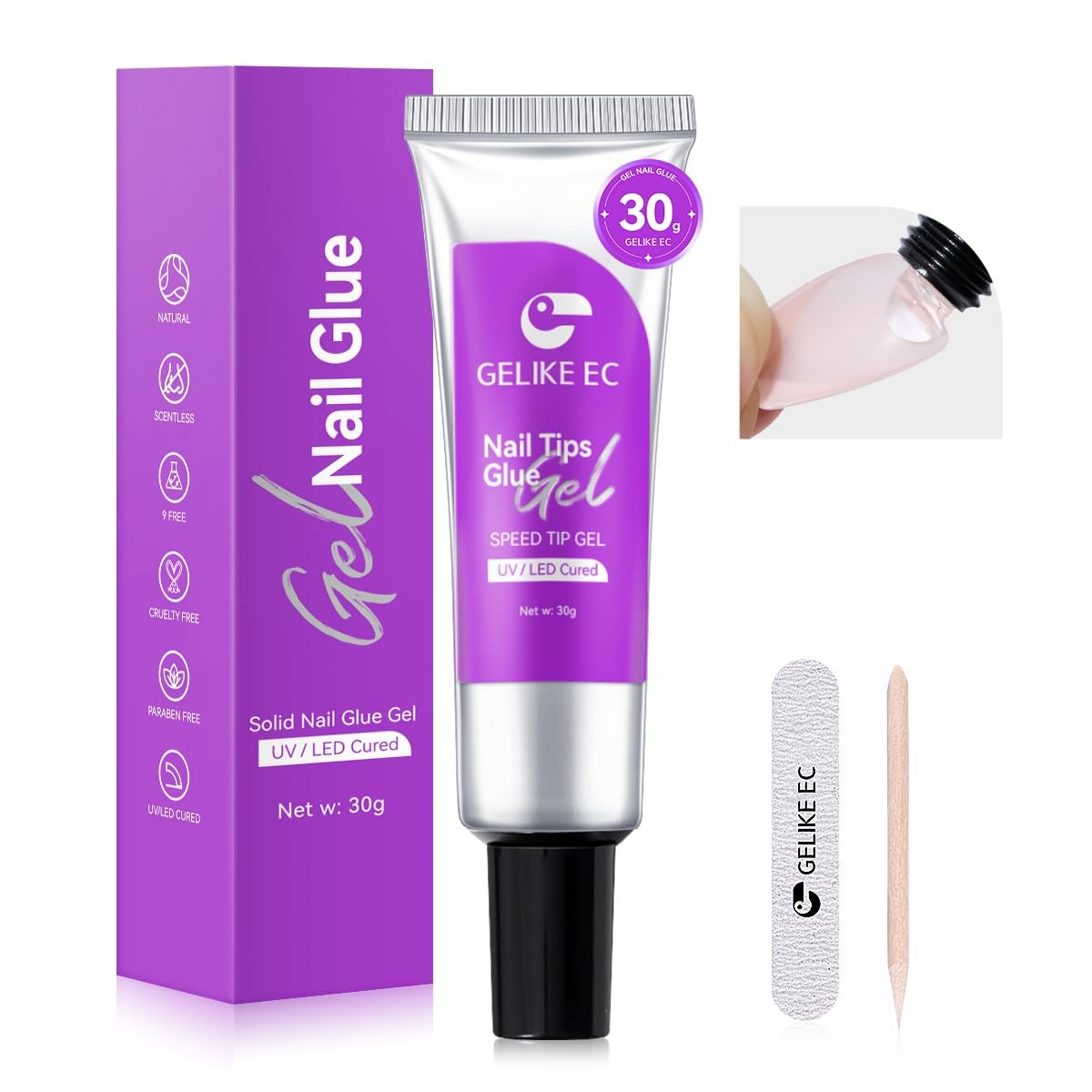 Solid Nail Glue Gel for Press-On Tips - Long-Lasting 30g