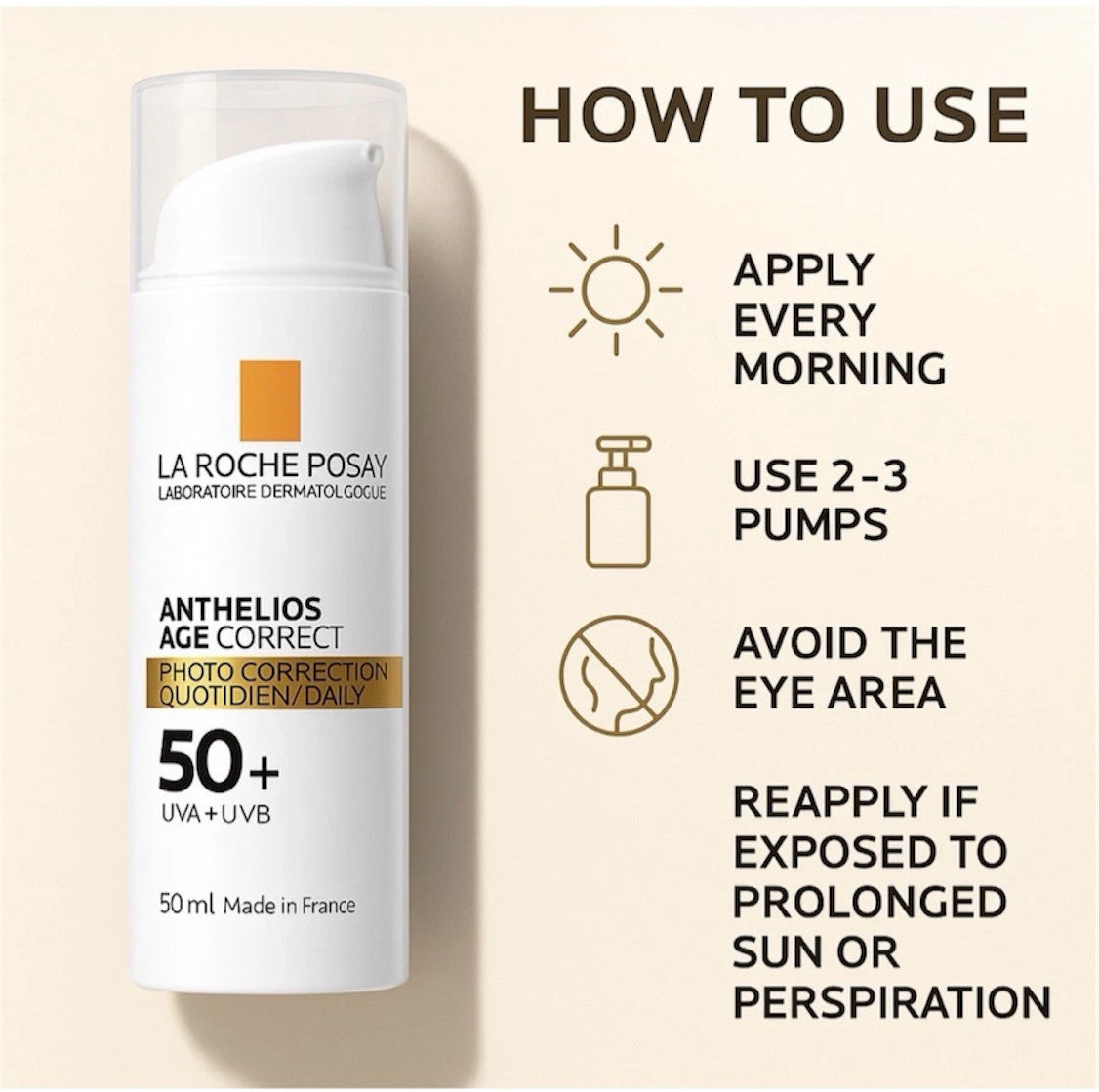 La Roche-Posay Anthelios Age Correct SPF 50+ Gel-Cream 50ml - Anti-Aging Sun Protection