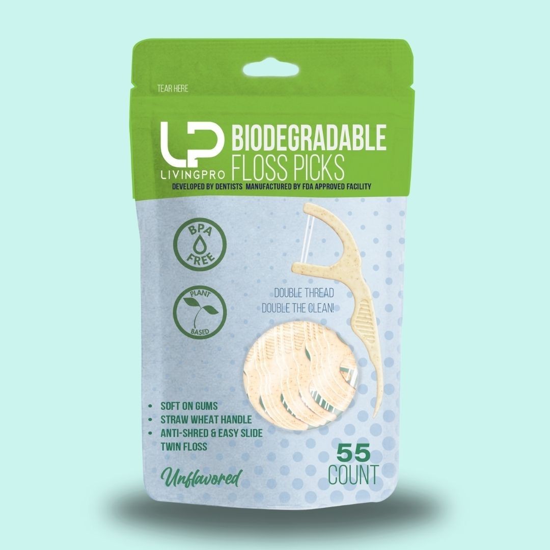 Eco-Friendly Plant-Based Floss Picks - 220 Count, Shred-Resistant Double Thread