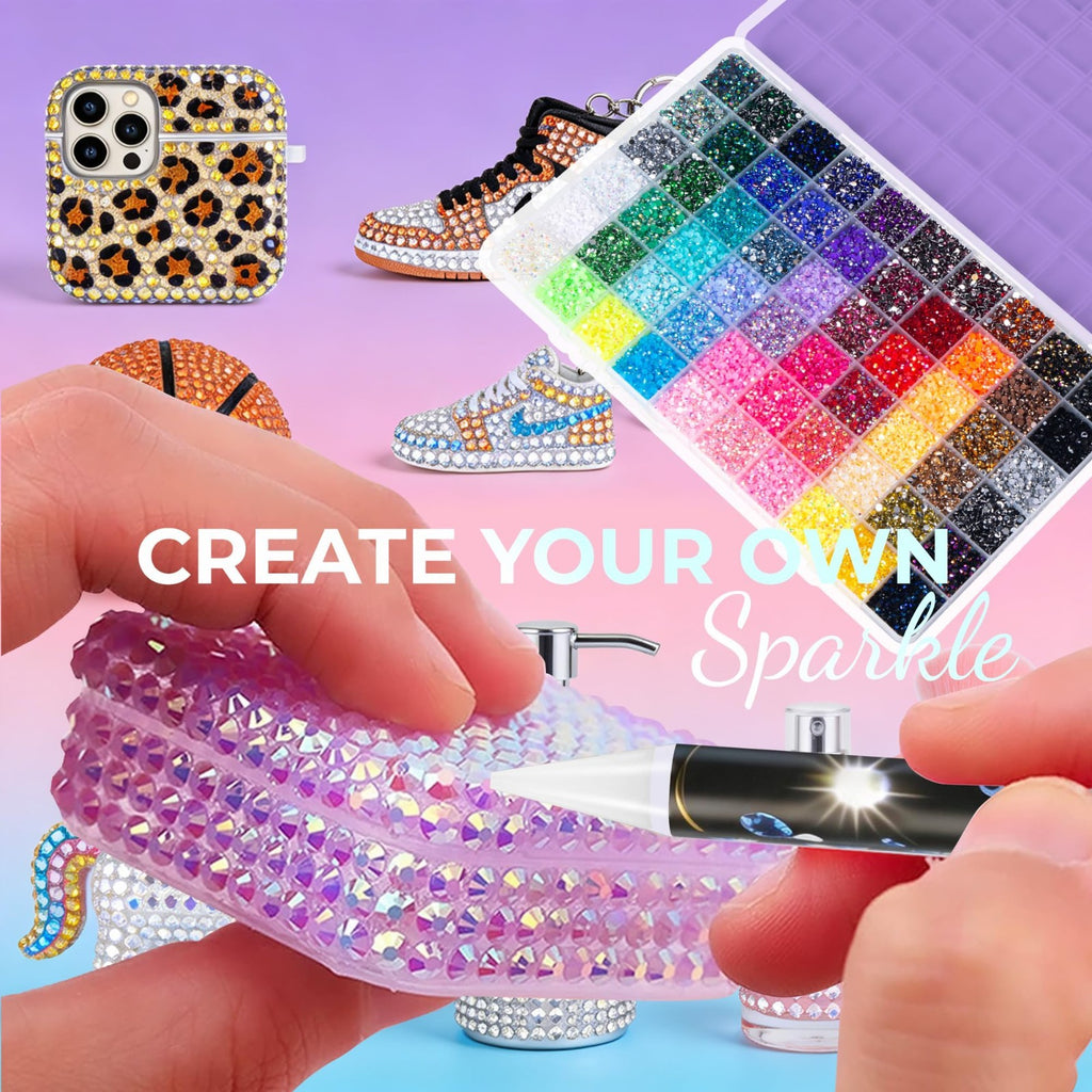 Resin Rhinestone Bedazzling Kit with 60 Colors and Jewelry Adhesive