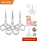 3 Pack Stainless Steel Eyebrow and Nose Hair Scissors with Straight Tips