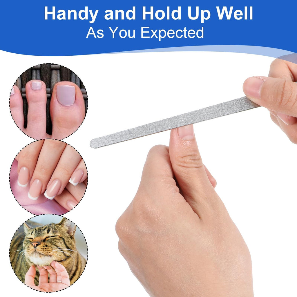4 Pack Stainless Steel Double-Sided Nail File Set for Manicure and Nail Polishing
