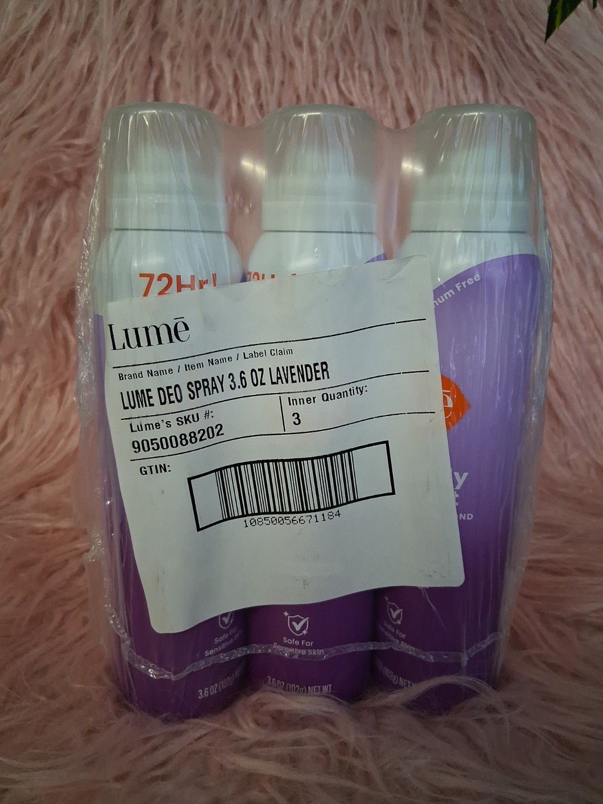 3 Pack Lume Whole Body Invisible Spray Deodorant Lavender Sage 3.6oz