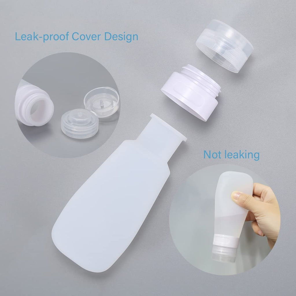 2 Pcs Silicone Travel Bottles Set - Leak-Proof, Refillable, 1.3oz