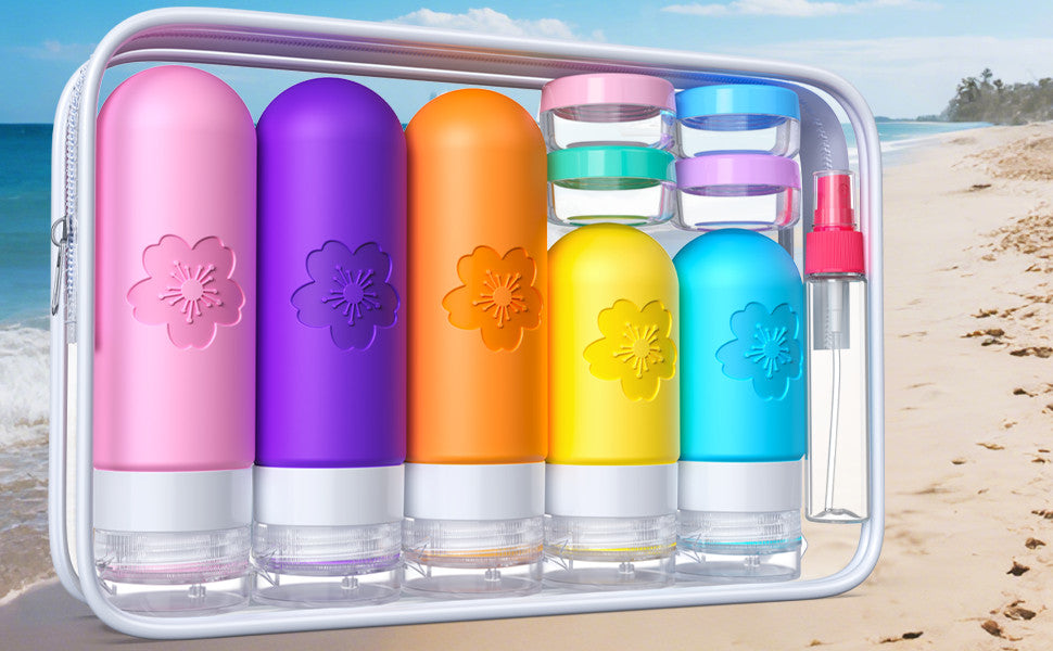 20 Pack TSA Approved Travel Bottles Silicone Toiletry Set with Waterproof Bag