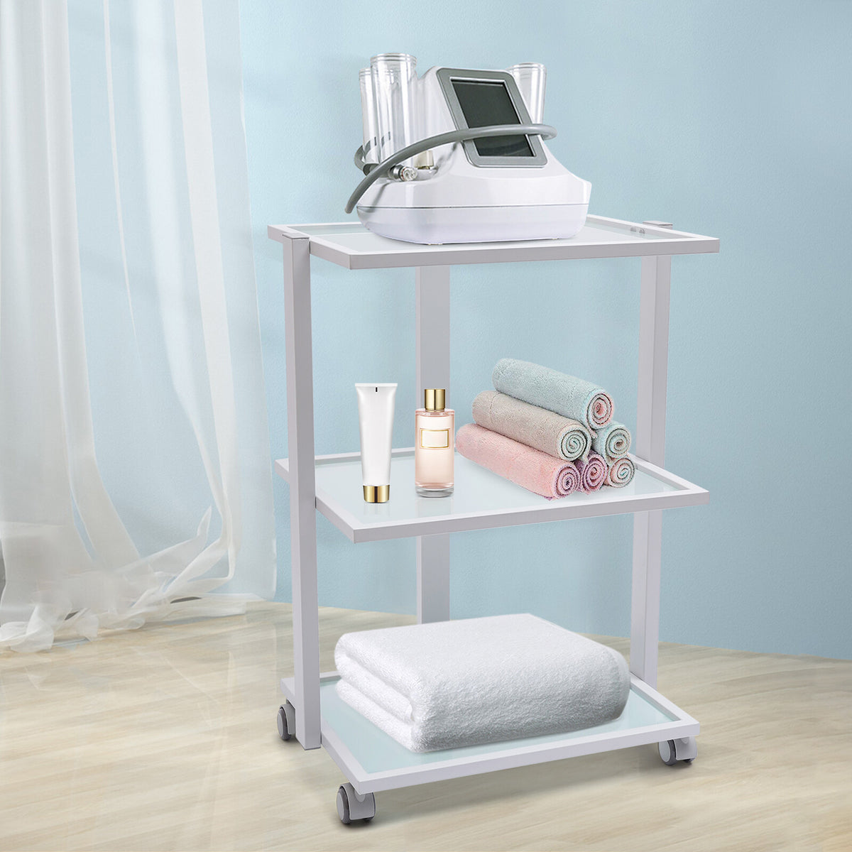 3 Tier Salon Trolley Cart with Wheels for Beauty & Spa Storage