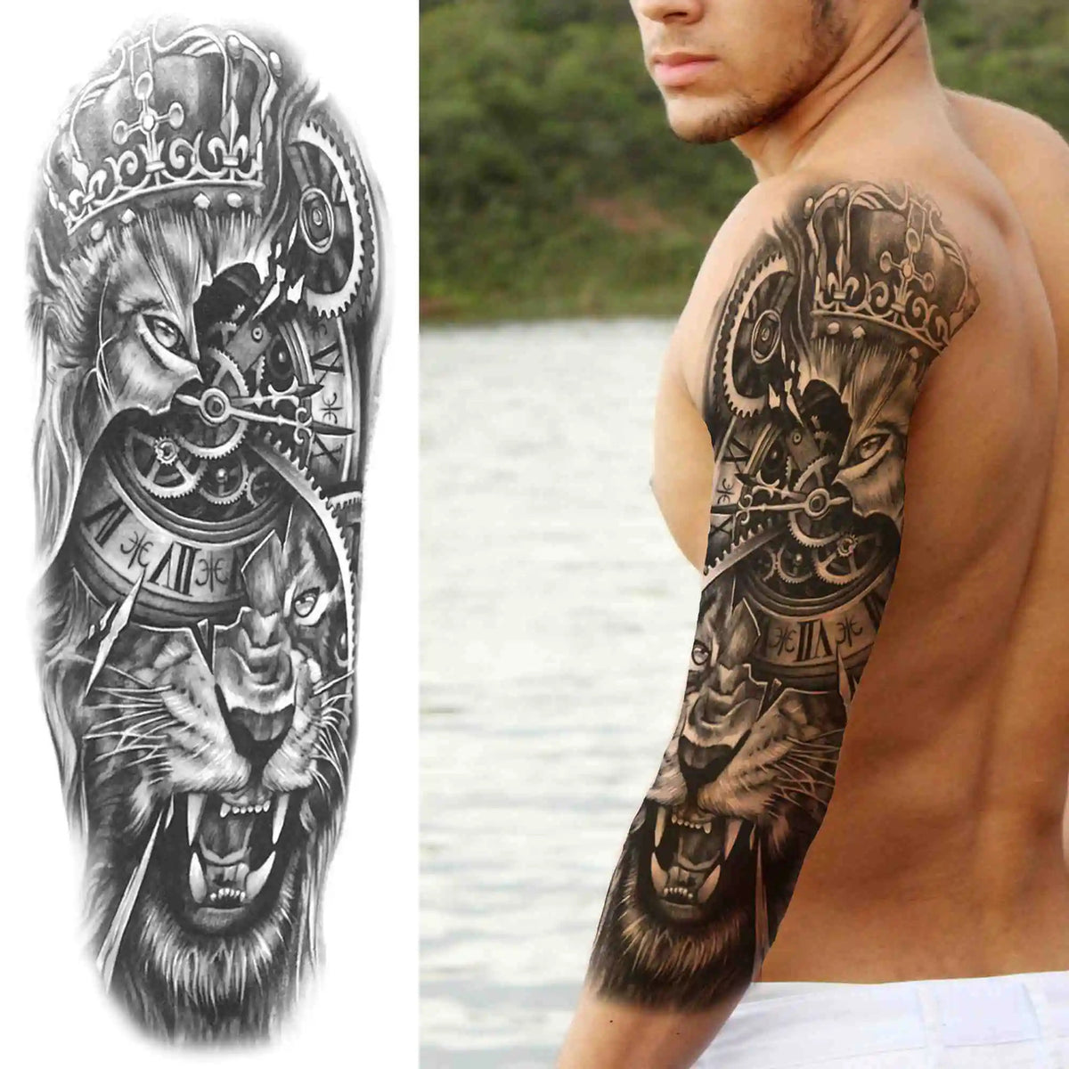 Full Arm Temporary Tattoos Sleeve for Men and Women – Realistic Warrior Design