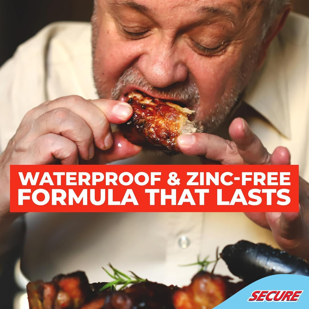 Waterproof Denture Adhesive - Zinc-Free Extra Strong Hold for Upper & Lower Dentures