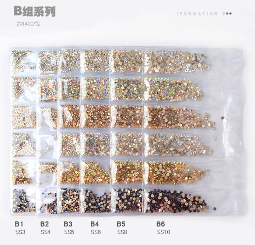 1400Pcs Nail Art Rhinestones Flat Back Crystals for Nails & Crafts