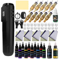 Rotary Tattoo Pen Kit with Power Supply, Cartridges & Practice Skin