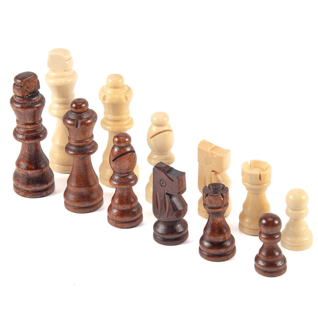 Wooden Chess Pieces Set - 32 Handcrafted French Staunton Style, Bronze Finish