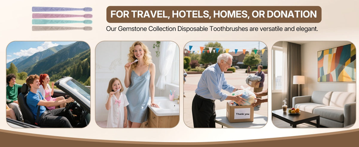 Disposable Hotel & Travel Toothbrush Set with Soft Bristles - 4 Colors, Hygienic Sealed Guest Amenities