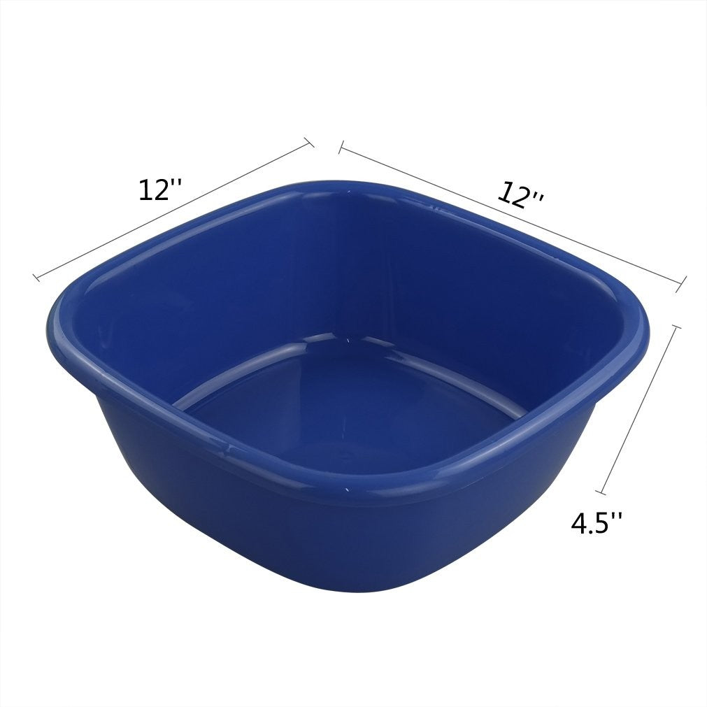 8 Quart Square Plastic Wash Basin Set of 3 for Kitchen & Household Use