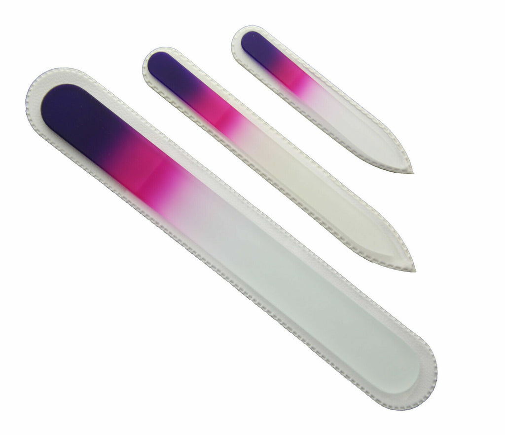 3-Piece Czech Crystal Glass Manicure Nail File Set in Multiple Colors