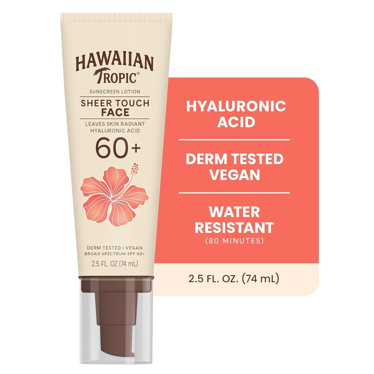 SPF 60 Face Sunscreen Lotion - Hawaiian Tropic Sheer Touch 2.5 oz (3 Bottles)
