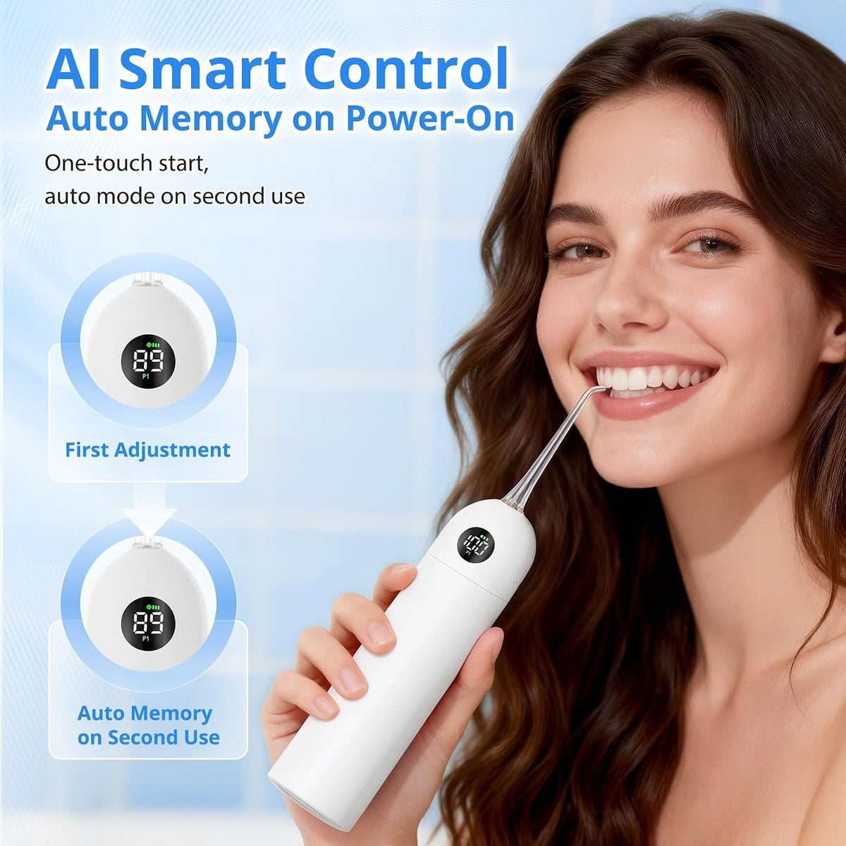 Portable Water Flosser for Teeth with 100 Power Levels, 0-150 PSI Adjustable Pressure, Cordless Dental Oral Care