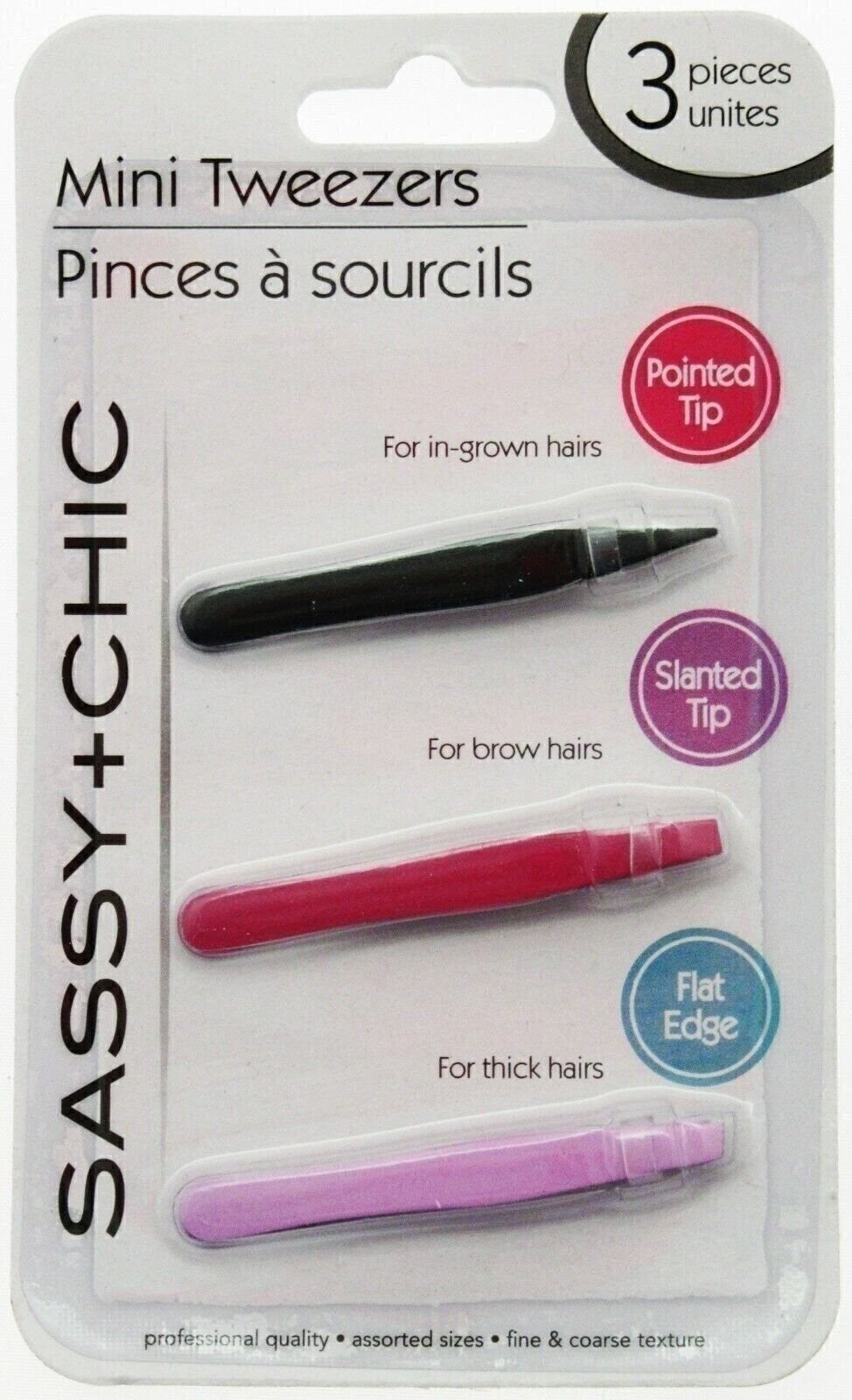 Mini Tweezers Set - 3-Piece Eyebrow, Thick Hair & Ingrown Hair Removal