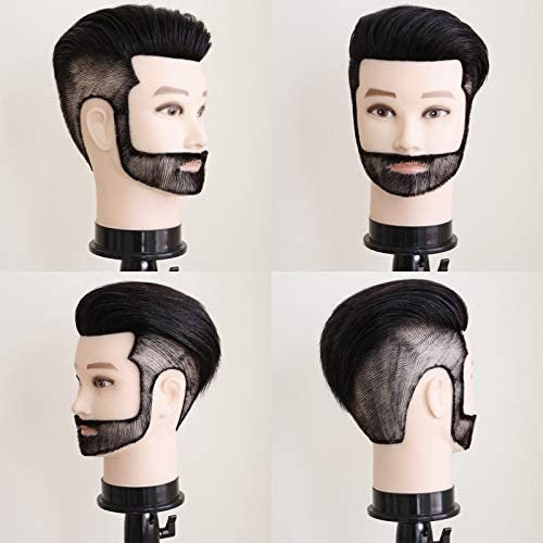 12 Inch Male Human Hair Mannequin Head for Hairdressing Training & Barber Practice