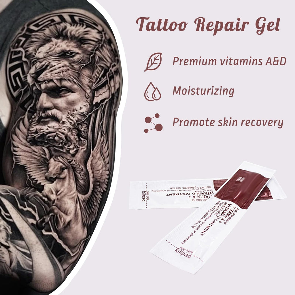 Tattoo Aftercare Gel Cream with Vitamins A & D – 50 Pack, Multicolor