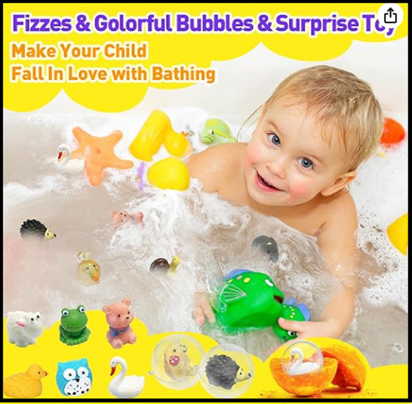 Kids Bath Bombs Set with Surprise Toys - Natural & Colorful 12 Pack