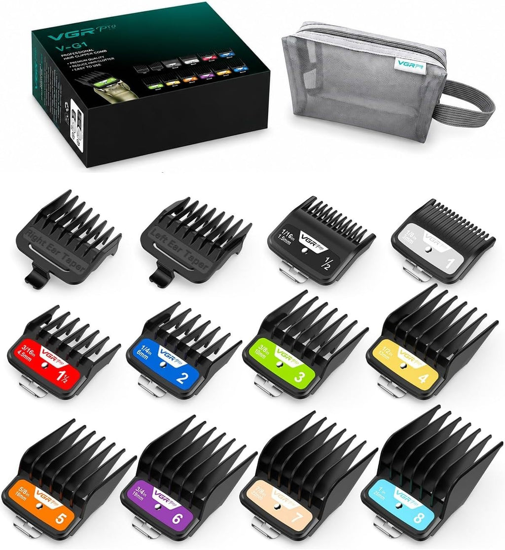 Professional Hair Clipper Guard Set with 10 Color-Coded Combs and Accessories
