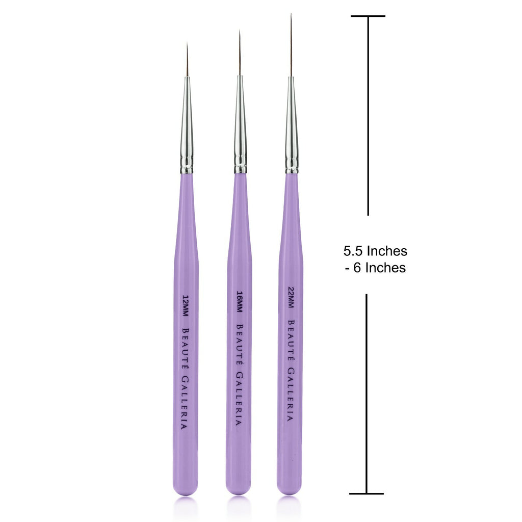 Nail Art Striper Brush Set - Fine Line Drawing & Detailing Tools, 3 Sizes