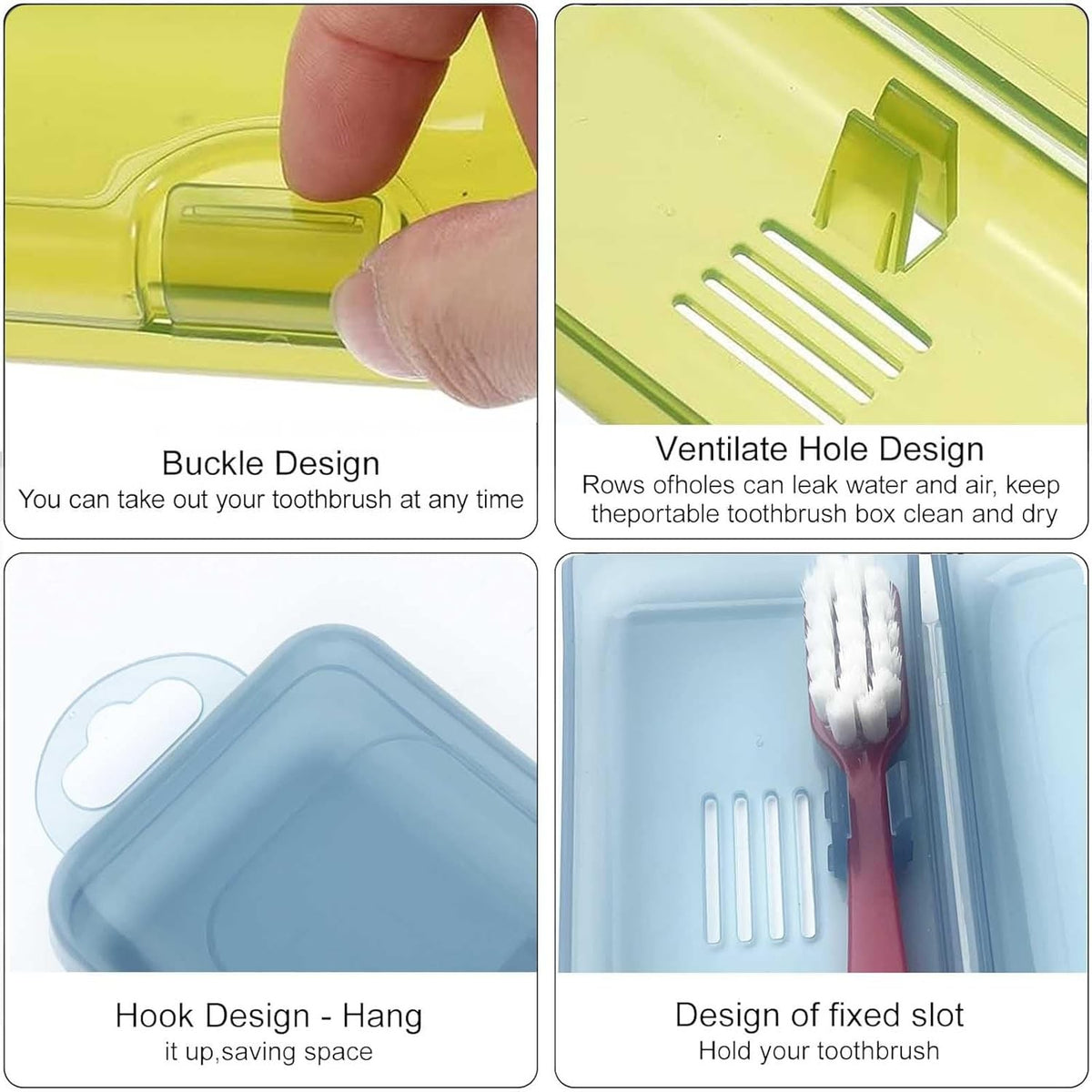 Travel Toothbrush Case 2 Pack Breathable Portable Holder for Camping & Gym