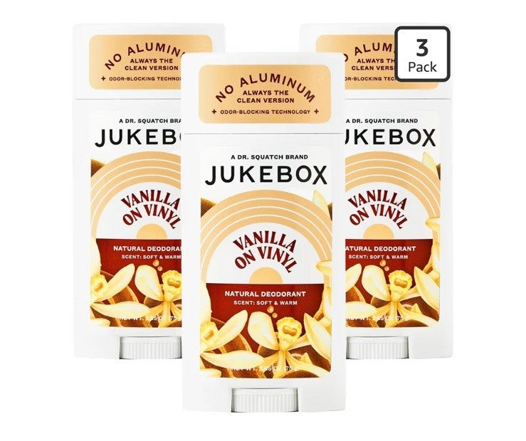 Natural Deodorant for Women Vanilla on Vinyl Scent Aluminum Free 3-Pack
