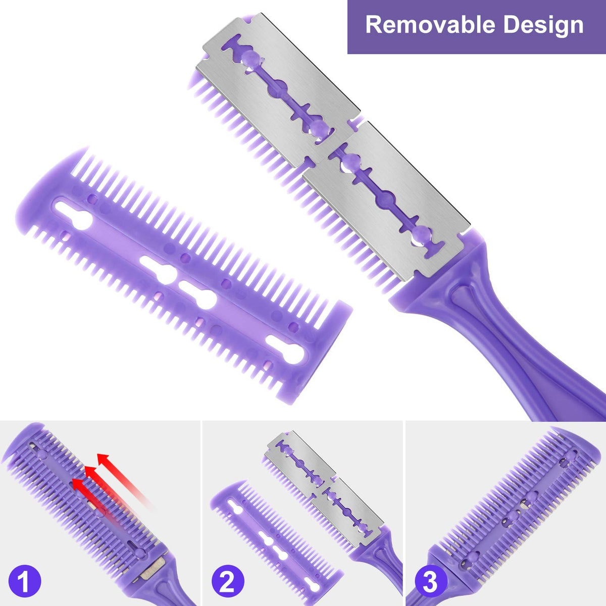 Hair Cutting Comb Set with Double-Edge Thinning and Cutting Combs
