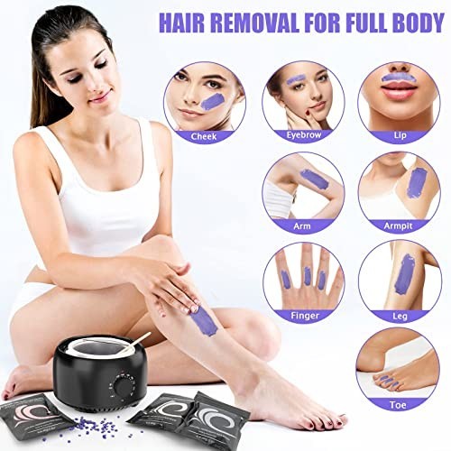 All-in-One Waxing Kit with Hard Wax Warmer & 14oz Beads for Full Body Hair Removal