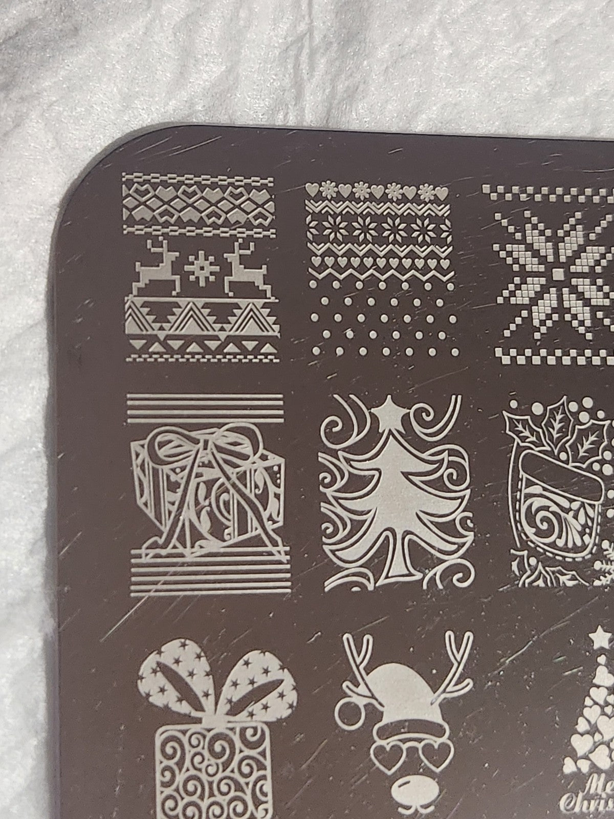 Large Nail Stamping Plate - Miss Xmas Reindeer Holiday Design