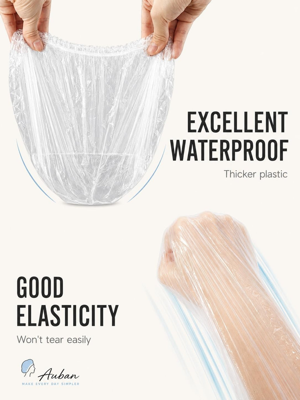 Disposable Shower Cap 50 Pack Large Waterproof Plastic Bath Caps