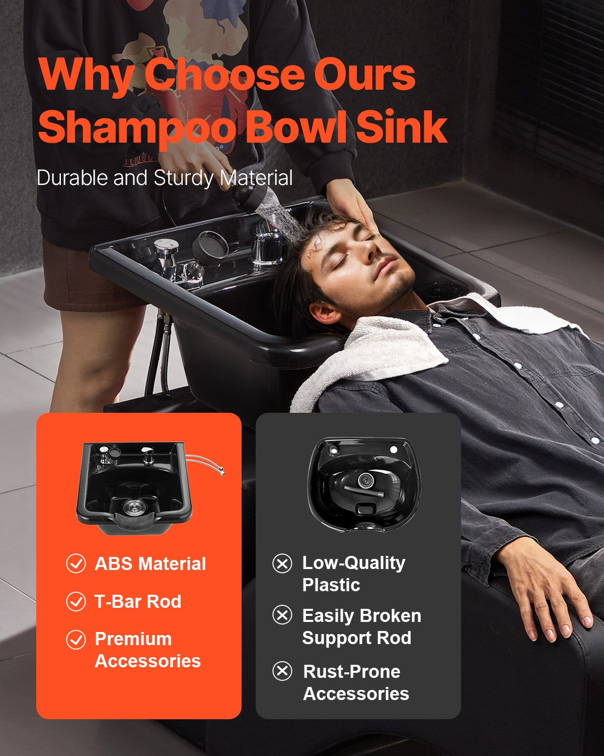 Black Plastic Shampoo Sink for Hair Wash Salon & Home Use