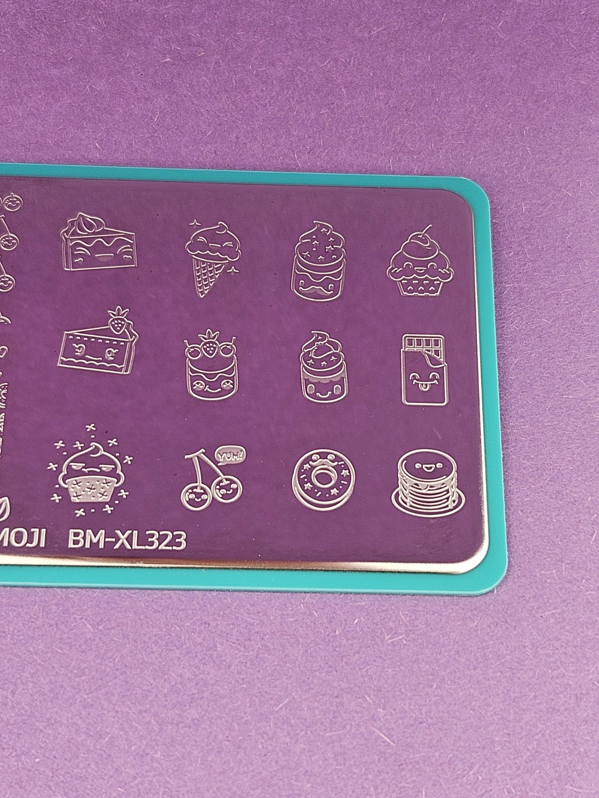 Nail Stamping Plate with Kawaii Emoji Food & Candy Designs for Manicure Art