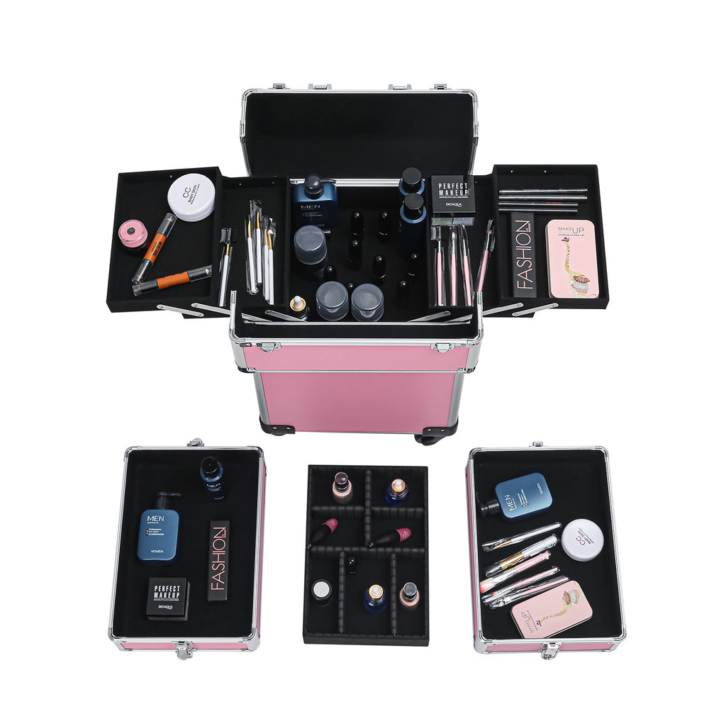 4-in-1 Makeup Case Portable Cosmetic Storage Trolley Box