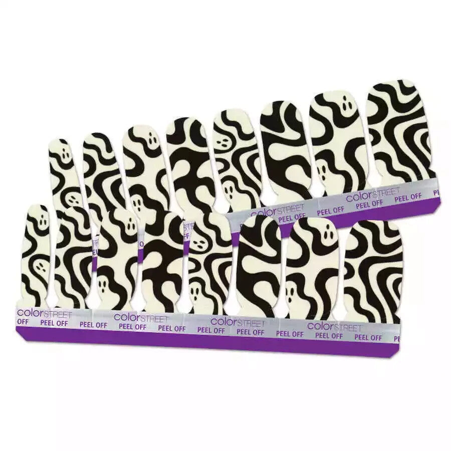 Glow in The Dark Nail Strips Halloween Ghoulish Ghost Design - Discontinued